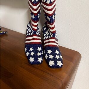 Women’s Beaded Patriotic Star & Stripe ankle boots